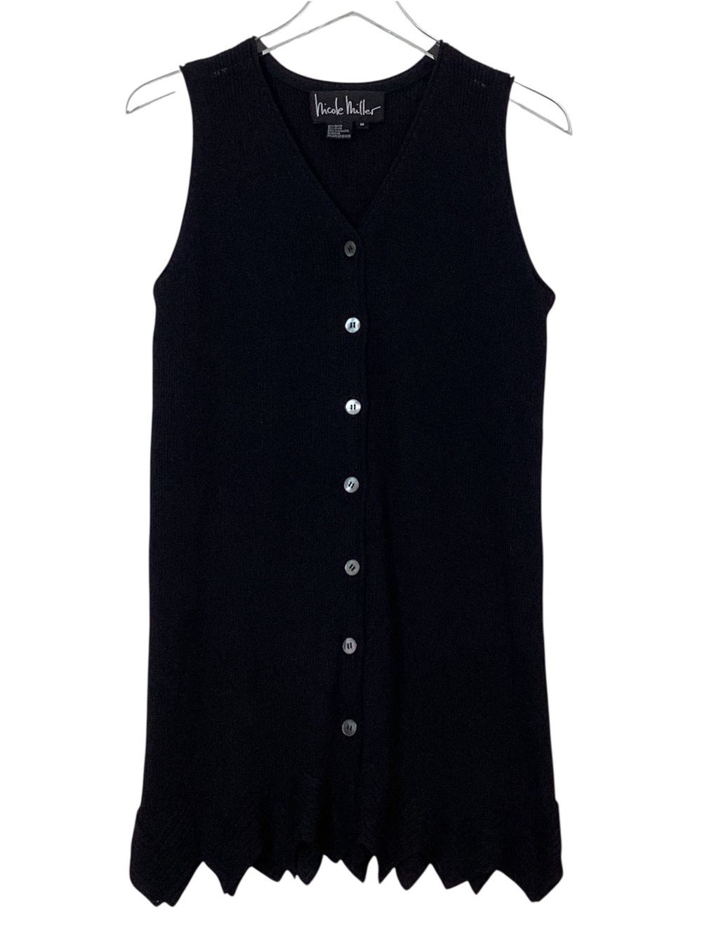 Nicole Miller Vintage 90s Black Knit Vest Mini Dress Size M Made in Hong Kong